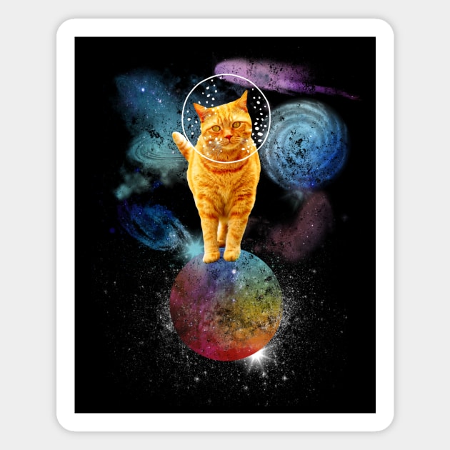 Space Ginger Cat Astronaut Magnet by VBleshka